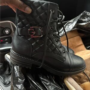 Guess Black Quilted Combat Boots